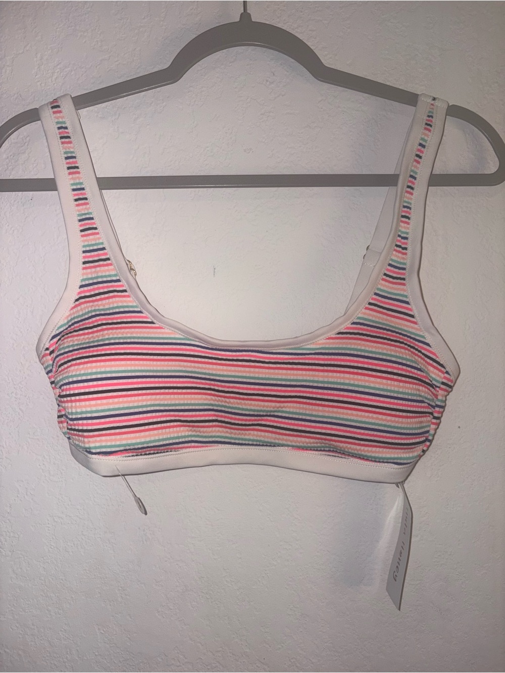 Striped Ribbed bikini top - Pink Multi